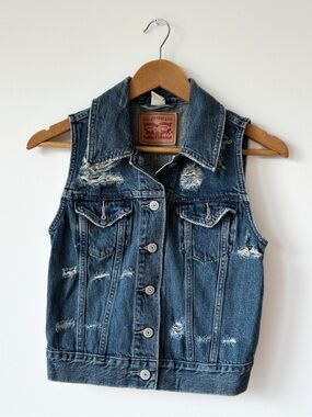 Levi's Distressed Denim Vest - Size XS
